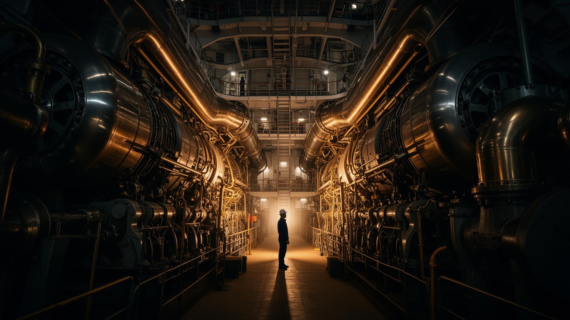 Engine room of a commercial vessel